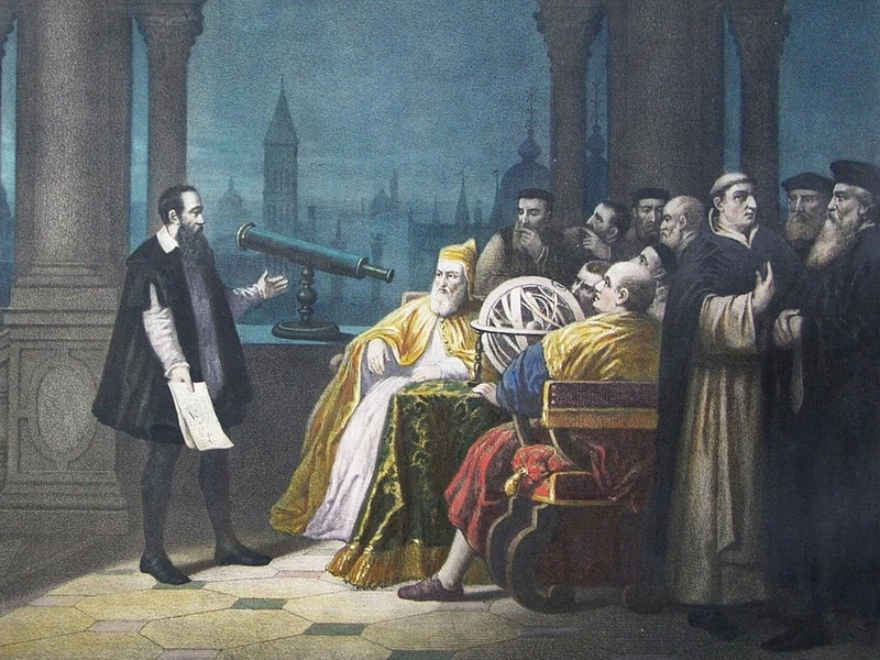 1854-Henry Detouche - Galileo mostra il suo telescopio a Leonardo Donato